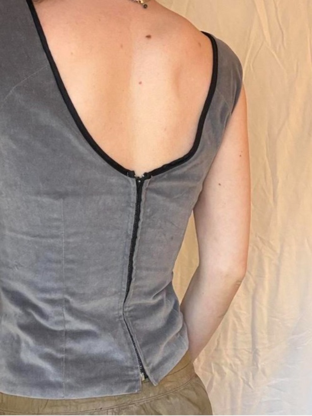 ULTRA RARE Tracy Feith purple/gray corset zip up top ASO Piper Halliwell Charmed - Picture 5 of 6